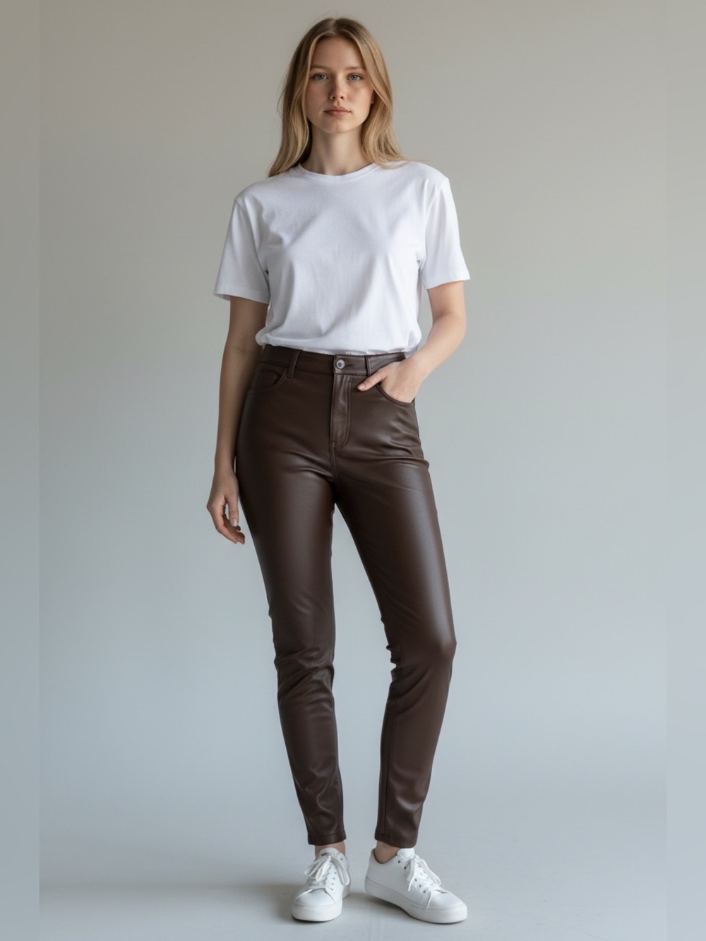 *Rosevelvet Brown Faux Leather High-Rise Skinny Pants | NWOT